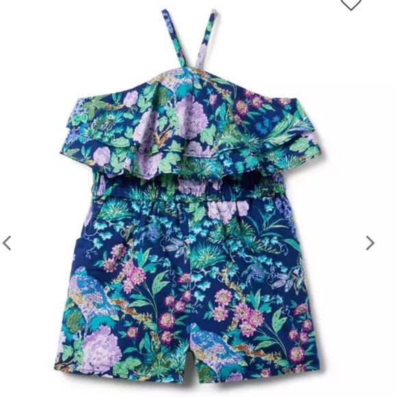 Janie and Jack FLORAL HALTER ROMPER - Picture 1 of 2